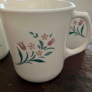 Corningware White,‎ Pink and Green Floral Mug Set of Four